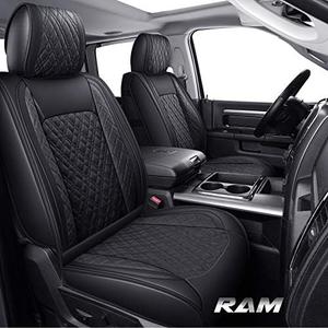YIERTAI 5pcs Car Seat Covers Compatible with Dodge Ram Custom Fit 2009-2024 1500 2010-2024 2500 3500 Pickup Classic Laramie Bighorn Mega Cab Limited Longhorn Waterproof Leather, Full Set Black