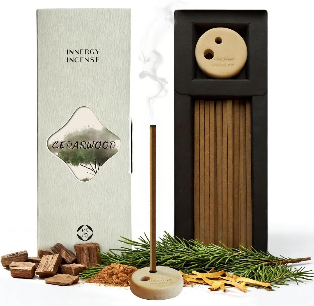 Cedarwood Incense Sticks  All Natural Home Fragrance for Meditation & Relaxation, No Bamboo Core, 50 Count  Innergy