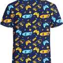 Boys Golf Polo Shirts Short Sleeve - Fun Hawaiian Performance Polo Shirt, Summer Casual Active Tops for Kids Age 7-14 (Blue)