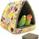 ANZOME Warm Bird Nest Hammock for Cage  Claw-Safe Anti-Tangle Fleece Winter Snuggle Hut with Reinforced Anti-Collapse Walls & 2 Washable Mats  Large Hanging Cave for Conures, Cockatiels, Parakeets (Triangle Bed  Large (10.2 in))