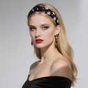 xieketn Black Halloween Headbands for Women, Fashion Ghost Halloween Accessories, Top Knotted Headbands for Women, Black Headband with Alloy Rhinestone Embellishment Spooky Party Hair Accessory