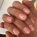 GLAMERMAID 48Pcs 2Packs Press on Nails, Spring Summer Pure Nude Gel Extra Short Squoval Glue on Nail Sets, Glossy Short Square Reusable Fake Nails Acrylic False Nails Manicure Kits for Women