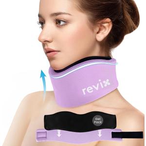 REVIX Soft Neck Brace Cervical Collar, Adjustable Neck Support Brace with Hot Cold Gel Pack & Cervical Support Collar for Sleeping, Relieves Cervical Spine Pressure, Purple