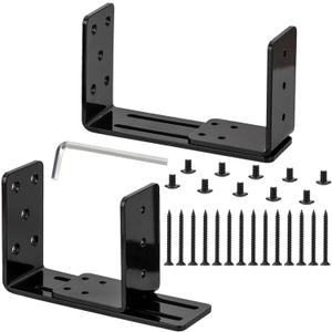 Adjustable Door Barricade Brackets, 2 x Door Security Brackets, Drop Open Bar Holder for Security Door, U Bracket Door Barricade Security Bar Bracket for Outswing Inswing Doors Gates 2x4 (Type U)