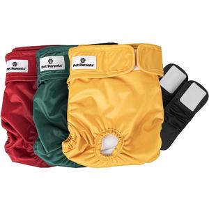 Pet Parents Washable Dog Diapers (3pack) + Extendrs of Durable Doggie Diapers, Premium Dog Diapers Female (Medium, Samba) (Medium (14-20"))