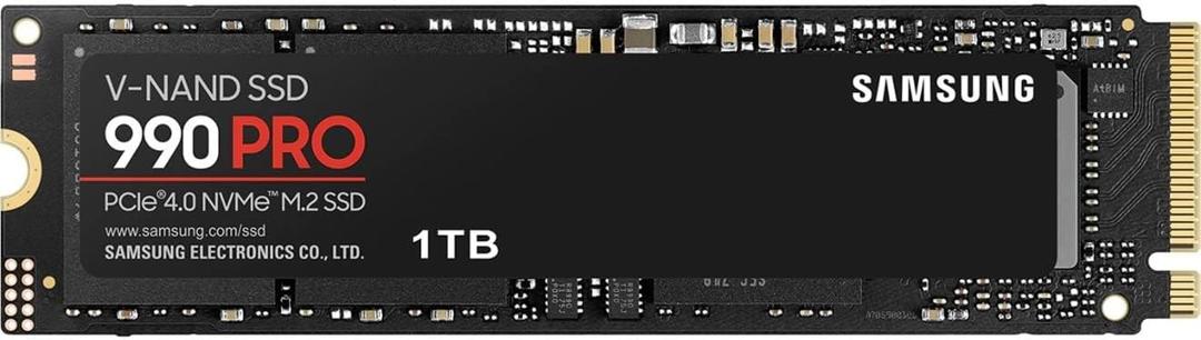 Samsung 990 PRO SSD 1TB PCIe 4.0 M.2 2280 Internal Solid State Hard Drive, Seq. Read Speeds Up to 7,450 MB/s for High End Computing, Gaming, and Heavy Duty Workstations, MZ-V9P1T0B/AM