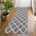 SHACOS Washable Runner Rug 20"x59" Dirt Trapping Non Slip Rubber Backing Rug Runner Floor Mats Carpet Runners for Entryway Hallway Kitchen Garage Laundry Room, Light Gray