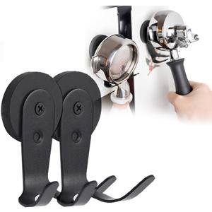 2-Pack Magnetic Portafilter&Tamper Holder,Espresso Accessories Organizer for Metal Wall Surface,Strong Magnet,Anti-Scratch,Space-Saving,Compatible with Ninja Luxe Cafe,Rancilio,Breville Coffee Machine