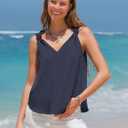 EXLURA Womens Summer Tank Top Business Casual V Neck Knotted Sleeveless Blouses Fashion Trendy Dressy Work Shirt Outfits 2026 (Blue), M