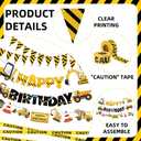Construction Party Supplies Dump Truck Party Decorations Set with caution tape, construction pennant flags, Happy Birthday Banner, Vehicle Banner for Kids Birthday Party