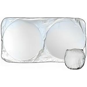 CarVam Windshield Sunshade - Ultimate Sun Shield Heat Protection & UV Blockage - 210T Heavy-Duty Strong Micro-Weave Fabric - Protect Your Car Dash Upholstery from Sun Damage - 59” W x 27.5” H