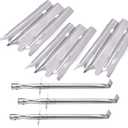 Repair kit for Vermont Castings CF9030 VM400XBP VM450 VM450SSP VM600 CF9055 CF9085 VCS5005, Jenn-Air JA461 JA580 JA461P Grill Parts, Stainless Steel Grill Burner Tube and Heat Plate Tent Shield