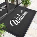 T.HENV Welcome Mat Outdoor, 36x24 All-Season Waterproof Front Door Mat, All-Weather Quick Drying Doormat, Low Profile Indoor, Patio Porch Entryway Floor, Black-White