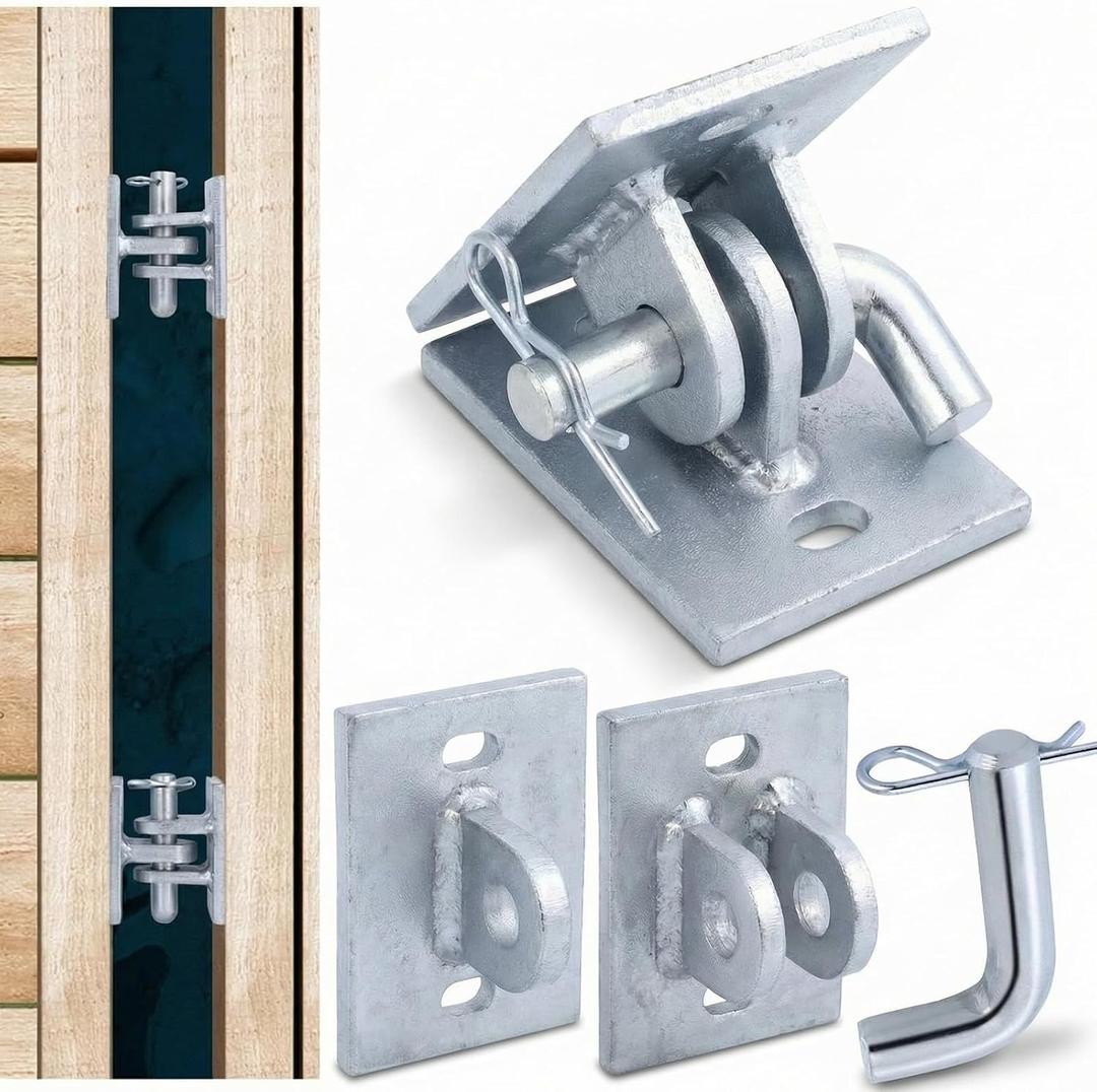 DaisyInner Floating Dock Hardware Stationary Dock Connector Hinge Kit Heavy Duty Boat Accessories 7/16'' Holes Galvanized Steel Male & Female Corner T Brackets for Floats Ramp