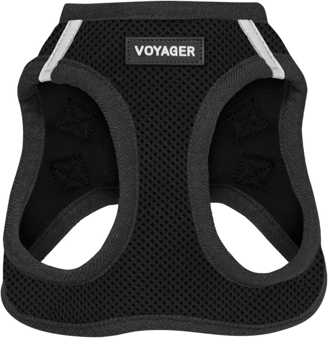 Best Pet Supplies - All Weather Mesh / Plush, Reflective, No Pull Harness for Small, Medium Dogs, Cats - Secure with Hook & Loop Fastener, Buckle, Double D-Rings - Black/Black Trim, L (L (Chest: 18 - 20.5"))