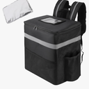 Insulated Food Delivery Backpack with 2 Cup Holder, Cooler Bags for Hot/Cold Food for Bike, Insulated Reusable Grocery Shopping Backpack for Doordash（Black）