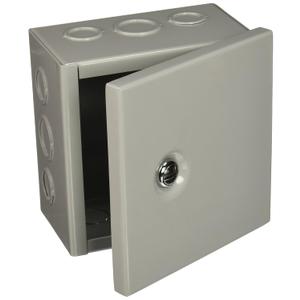 BUD Industries JBH-4945-KO Steel NEMA 1 Sheet Metal Box 6" L x 6" W x 3.5" D, Gray BUD Industries JBH-4945-KO Steel NEMA 1 Sheet Metal Box 6" L x 6" W x 3.5" D, Gray