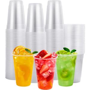 FOCUSLINE 200pack 16 oz Clear Plastic Cups Disposable, Plastic Clear Cups Disposable, DrinkIng Cup for Water, Juice, Soda, Ice Coffee