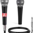 Pyle Professional Dynamic Microphone - 2-Pack Unidirectional Handheld Mic with Built-in Pop Filter, High Signal Output, 15 ft. XLR Audio Cable, Ideal for Stage, Karaoke & Studio Performances