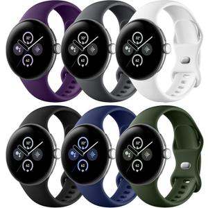 12 x Maledan Band Compatible with Google Pixel Watch 2/1/3/4 41mm 45mm Band for Men Women, Soft Silicone Waterproof Strap Replacement Sport Bands for Pixel Watch 3/4/ Google Smartwatch 2/1 Accessory, L