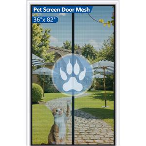 MAGZO Upgraded Magnetic Screen Door Thicker 250g/m Pet Screen Door Mesh Fit Door Size 36 x 82 Inch, Mesh Size 38" x 83", Heavy Duty Cat Resistant Mesh for Front/Back/Sliding/Patio Door (Black)