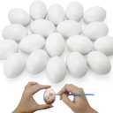 20 PCS White Wooden Eggs to Paint Fake Easter Eggs Dummy Faux Wooden Eggs for Crafts, Easter Decorations
