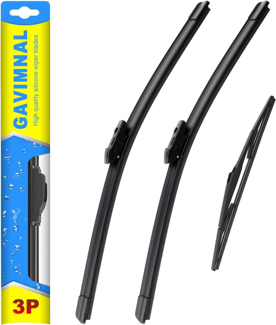 Gavimnal 24"+18"+14" Silicone Wiper Blades Replacement For Mazda CX-5 2017-2025,Mazda CX-9 2016-2024,All-Season Front Rear Windshield Wiper Blades(Set of 3)