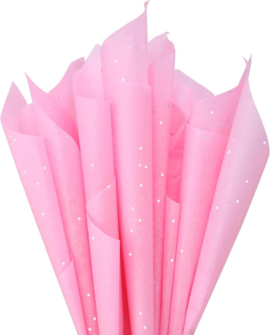 SUNCOLOR Glitter Pink Tissue Paper for Valentines Day, 20 x 14 inches, 120 Sheets, for Gift Wrapping and Crafts