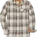 Dubinik 6 oz Flannel Shirt for Men Long Sleeve Casual Button Down Brushed 100% Cotton Shirt (X-Large Tall, Olive Beige Brown)