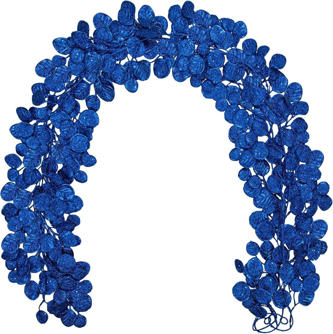 Miracliy 8Pcs 66FT Blue Flower Garland, Artificial Rose Floral Vines Fake Hanging Spring Flower Garland for Wall Backdrop Wedding Arch Tea Party Door Mantle Decoration