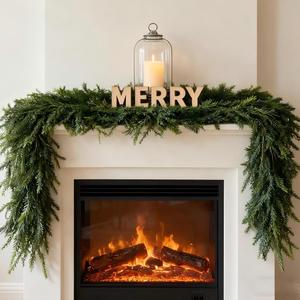 2 Pcs 6 Ft Artificial Norfolk Pine Garlands Real Touch Winter Greenery Garland Faux Green Garland for Table Centerpieces Mantle Wall Indoor Outdoor Christmas Decorations