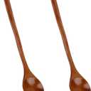 2 Pcs Large Wooden Cooking Spoons, 13 in Wood Mixing Spoons with Long Handle Wooden Kitchen Utensil for Cooking, Serving, Mixing Home Kitchen Table Spoon