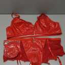 SHENHE Women's Plus Size Garter Lingerie Set Floral Lace 3 Pieces Bra and Panty Sets with Stockings Red 3XLarge Plus