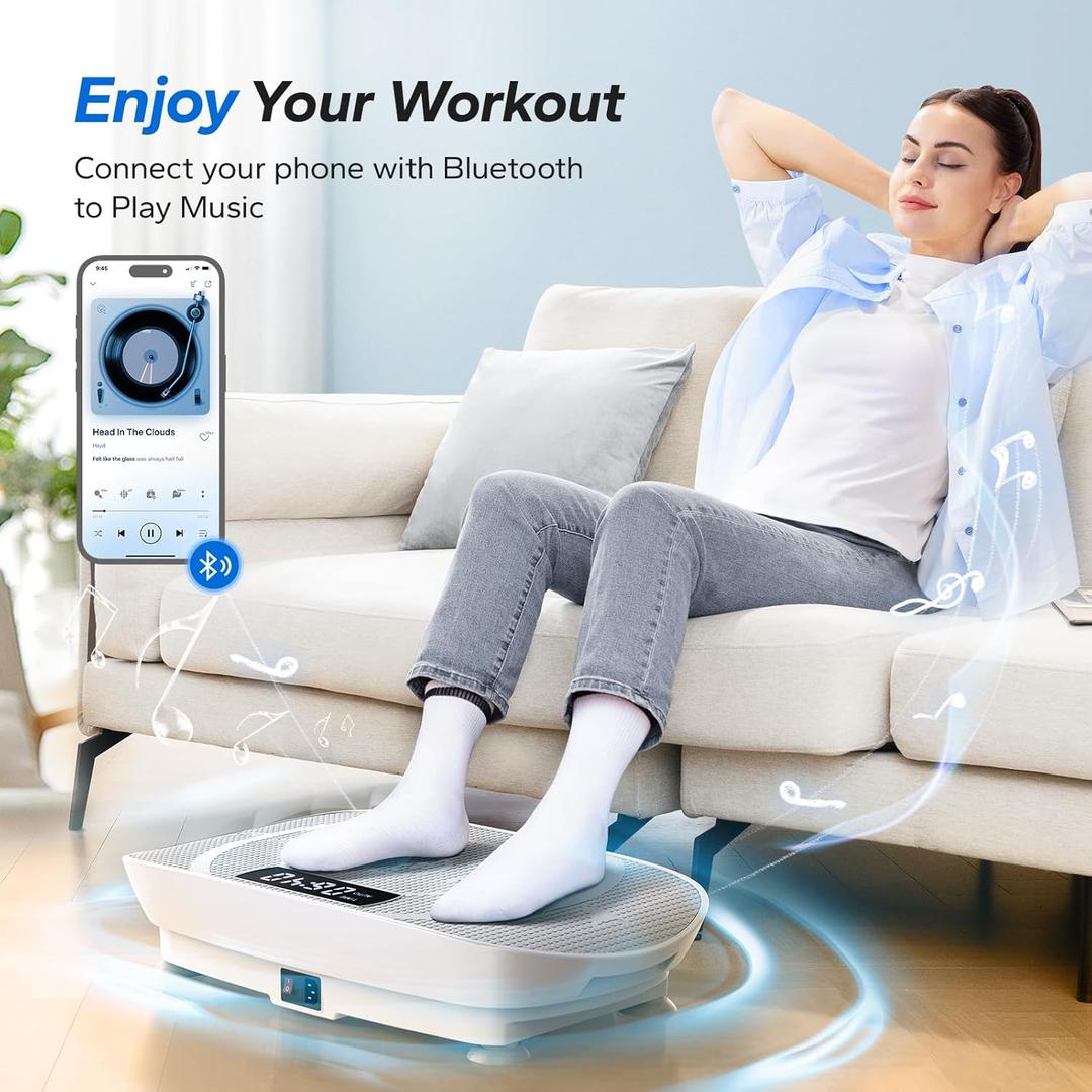 MERACH Vibration Plate Exercise Machine, Whole Body Workout Equipment for Women, Bluetooth and Silicone Pedal, Vibration Plate with Auto Mode, Vibrate Fitness Platform for Home (Grey)