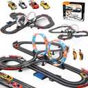 Slot Car Race Track 1:43 Scale for Kids LED Tracks Electric Powered Dual Racing 4 Cars with Headlights Toy Big Track Sets Gift for Boys Children 6+ Years Old