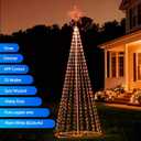 12Ft RGB Outdoor Lighted Christmas Tree Lights Cone Tall Star Topped Artificial Christmas Trees Outside Decor for Xmas New Year Holiday