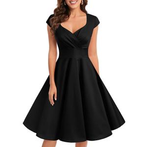 Bbonlinedress Black Vintage Cocktail 1950s Wedding Guest 50s 60s Retro Rockabilly Pinup Formal Prom Party Dress Black M