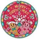 Fzbali Gingerbread Man Merry Christmas Tree Skirt, 48 Inches Lace-up Red Xmas Tree Skirt, Funny Winter Holiday Party Indoor Decoration Snowflake Home Decor