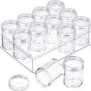Blulu Clear Bead Organizer Small Bead Storage Containers Set 12 Pieces Plastic Storage Cases Cylindrical Clear Craft Supply Case for Earrings, Rings, Necklace, Threads, Beads(1.9 x 1.5 x 1.5 Inches)