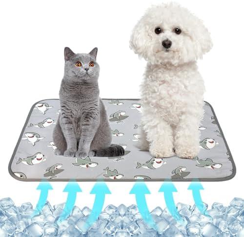 DELIFUR Dog Cooling Mat- Pet Cooling Mat Outdoor for Dogs Self Cooling Pad for Puppy Small Medium Dog Machine Washable (Large, Grey Shark)