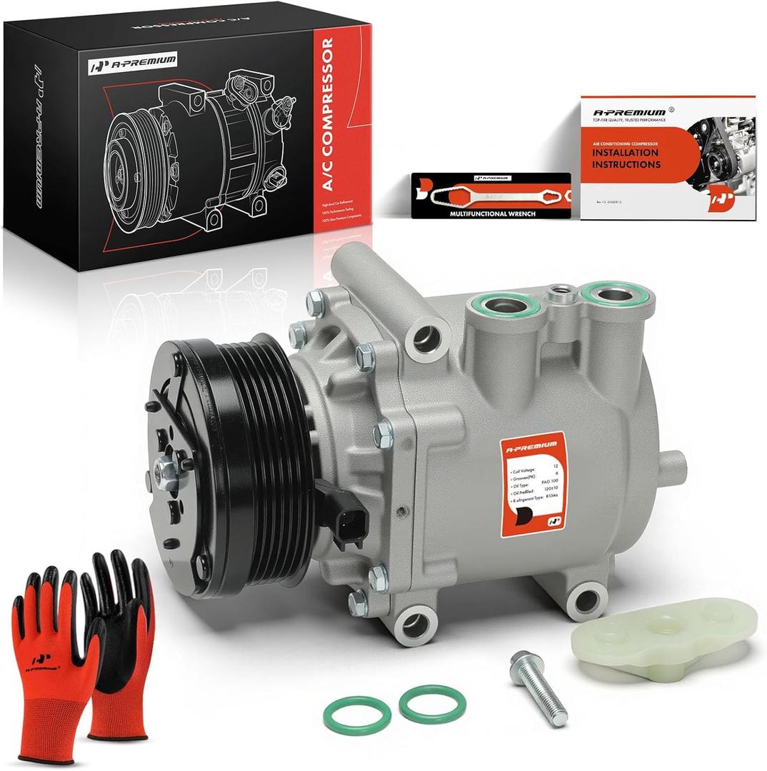 A-Premium A/C Compressor with Clutch Compatible with Ford Explorer 4.0L 2002-2005, Explorer Sport 4.0L 2002-2003 & Mercury Mountaineer 4.0L 2002-2005, with ZTR80 Compressor, with 6-Groove Pulley