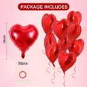 TONIFUL 30Pcs 18 Inch Red Heart Balloons Valentines Day Heart Shape Foil Mylar Balloons Decoration for Romantic Valentine's Day Wedding Bridal Shower Anniversary Engagement Party Supplies