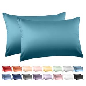 Deep Dream 100% Cotton Pillow Cases Standard Size Set of 2, 600 Thread Count Cotton Pillowcases Standard, White Pillow Cases Set of 2 with Envelop Closure, 20x36 Inches(Dark Teal)