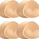 Waterproof Bathing Suit Cups Inserts - 4 Pairs Swimsuit Pads Heart Push up Insert for Women, Bikini Padding Insert (Beige)