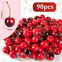 CLESDF 90Pcs Fake Mini Cherries, Artificial Faux Cherries Red and Red Black Cherry Decor, Fake Fruit Decor Simulation Cherry Model for Party Fruit Bowl Home Kitchen Photography Props
