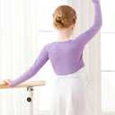 Kids Girls Ballet Wrap Tops Long Sleeve Crop Dance Sweaters for Leotards (9-10 Years)