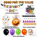 58 PCS Halloween 1st Birthday Decorations The Spooky One Party Decorations Happy 1st Bday Banner Cake Topper Ghost Spider Web Haunted House Themed for Kids One Year Old First Bday Party Supplies