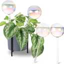 Soilagua 13 oz Extra Large Wick-Controlled Plant Watering Globes, Self Watering Globes for Everyday and Vacation Use, Iridescent Glass Water Bulbs, Automatic Plant Waterer, 4 Pack