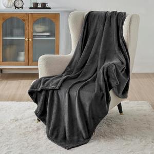 Bedsure GentleSoft Fleece Throw XL Blanket for Couch - 300GSM Soft Lightweight Plush Cozy Blankets for Travel, Grey, 50x70 inches
