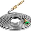 304 Stainless Steel Metal Garden Hose Extension 100 Ft with Brass Water Hose Nozzle Flexible & Lightweight Kink Free Hose Connector for Hose Reel Faucet Outdoor
